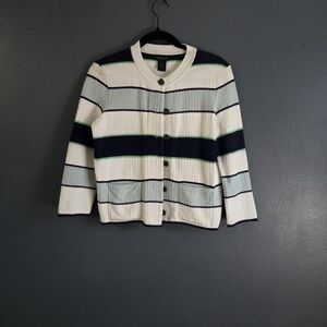 Ann Taylor Striped Button Down Preppy Sweater Cardigan Small